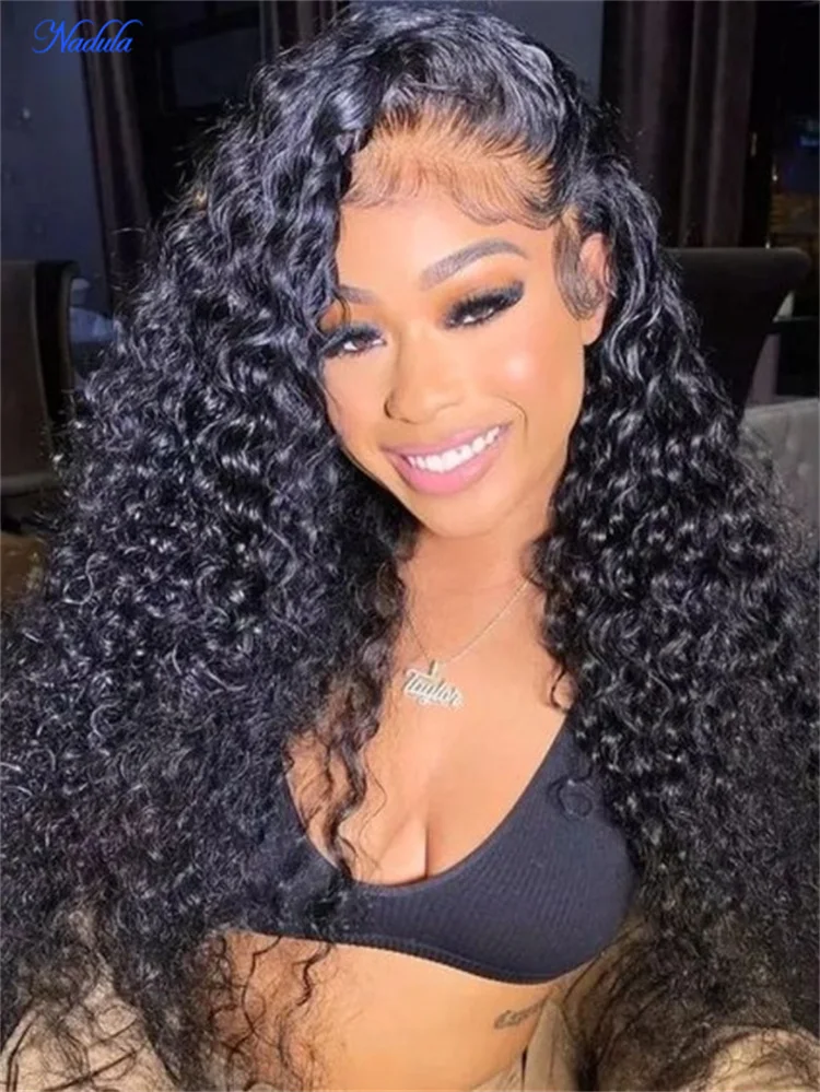

Nadula Blend & Secure Half Wig 4C Kinky Edges Flip Over Super Natural 3/4 Half Wig 100% Brazilian Water Wave Half Human Hair Wig