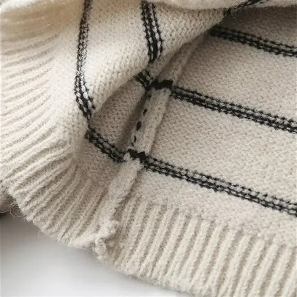 9060-15New women's lazy striped round neck sweater knitted sweater