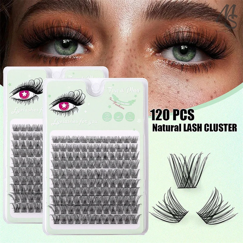 

120Pcs 10-16mm DIY False Eyelashes Simulate Dense Curling Volume Lash Clusters Makeup Tools for Long Thick Natural Eyelashes