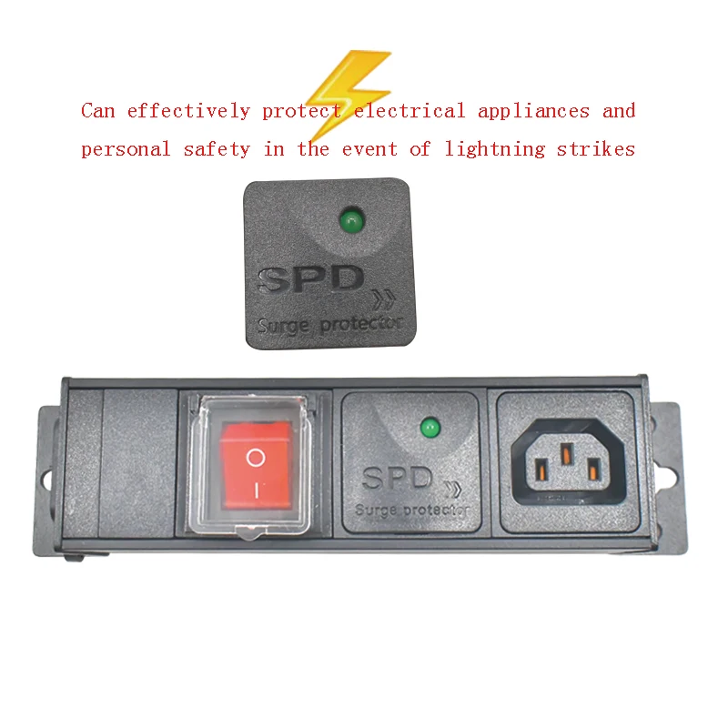 Aluminum alloy shell PDU power board, high-power C13 socket 1-9AC, with C14 port double break switch surge protection