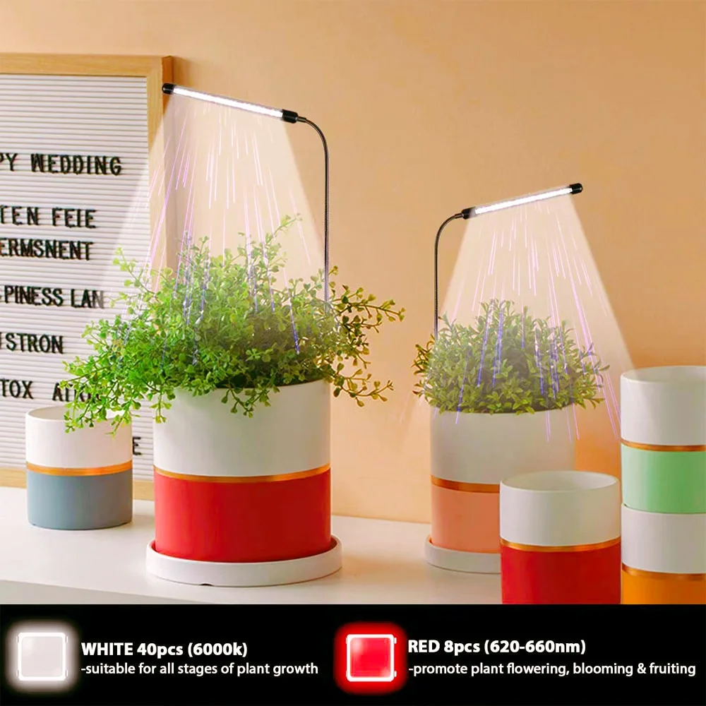 Plug-and-play full-spectrum plant growth lamp with USB dimming timer, suitable for indoor greening. image 6