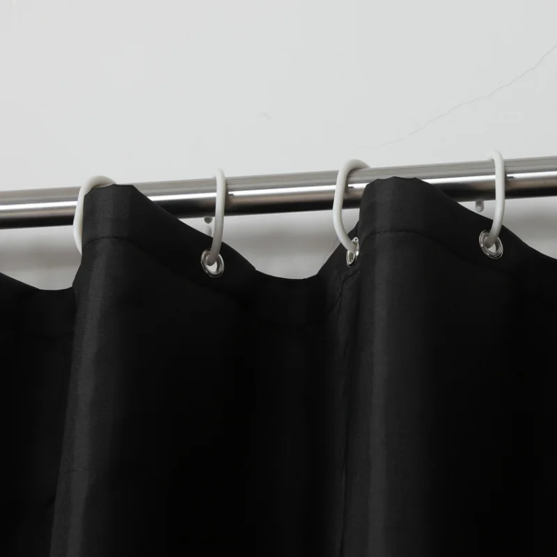 Modern Black Shower Curtains Waterproof Fabric Solid Color Bath Curtains For Bathroom Bathtub Large Wide Bathing Cover With Hook