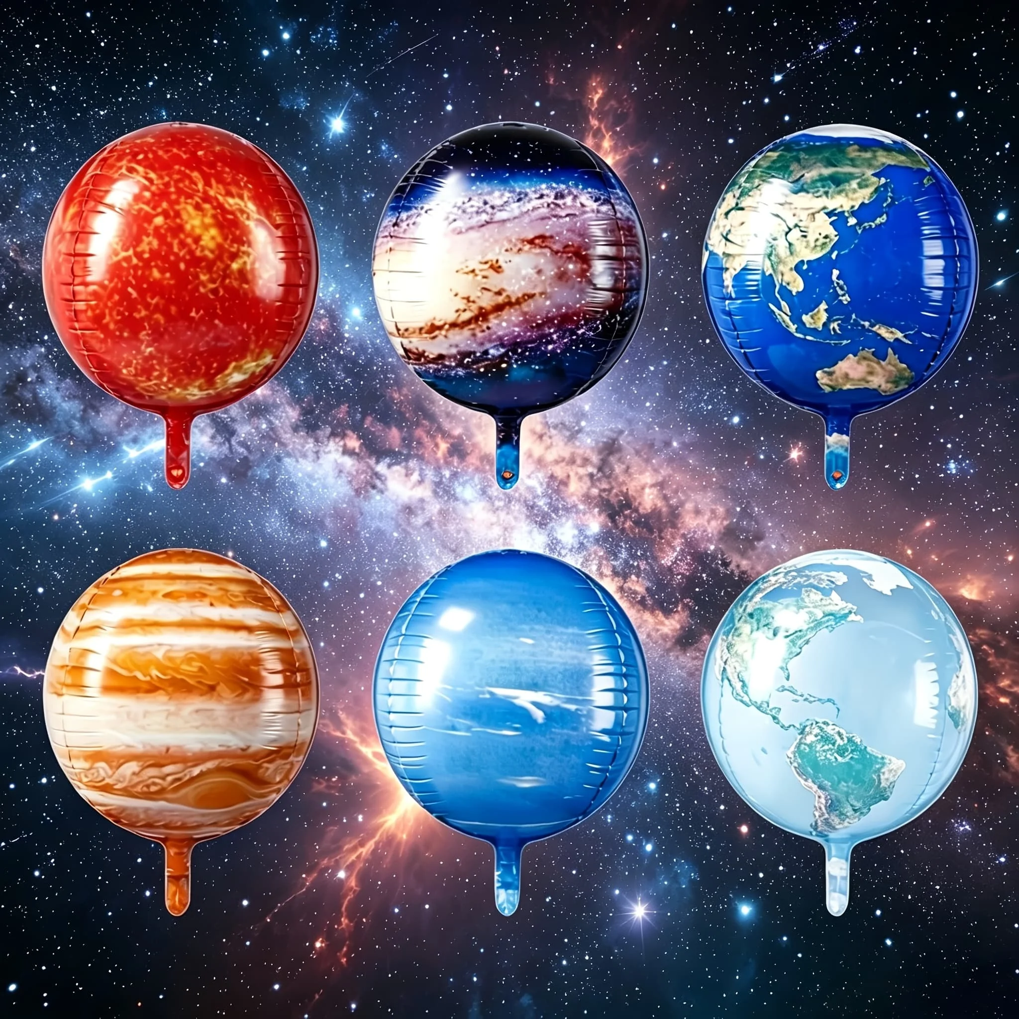 6pcs Interstellar Balloons,for Boys'/Space Themed Birthday Party,Science/Astronomy Education Activities,Starry Sky Theme Balloon
