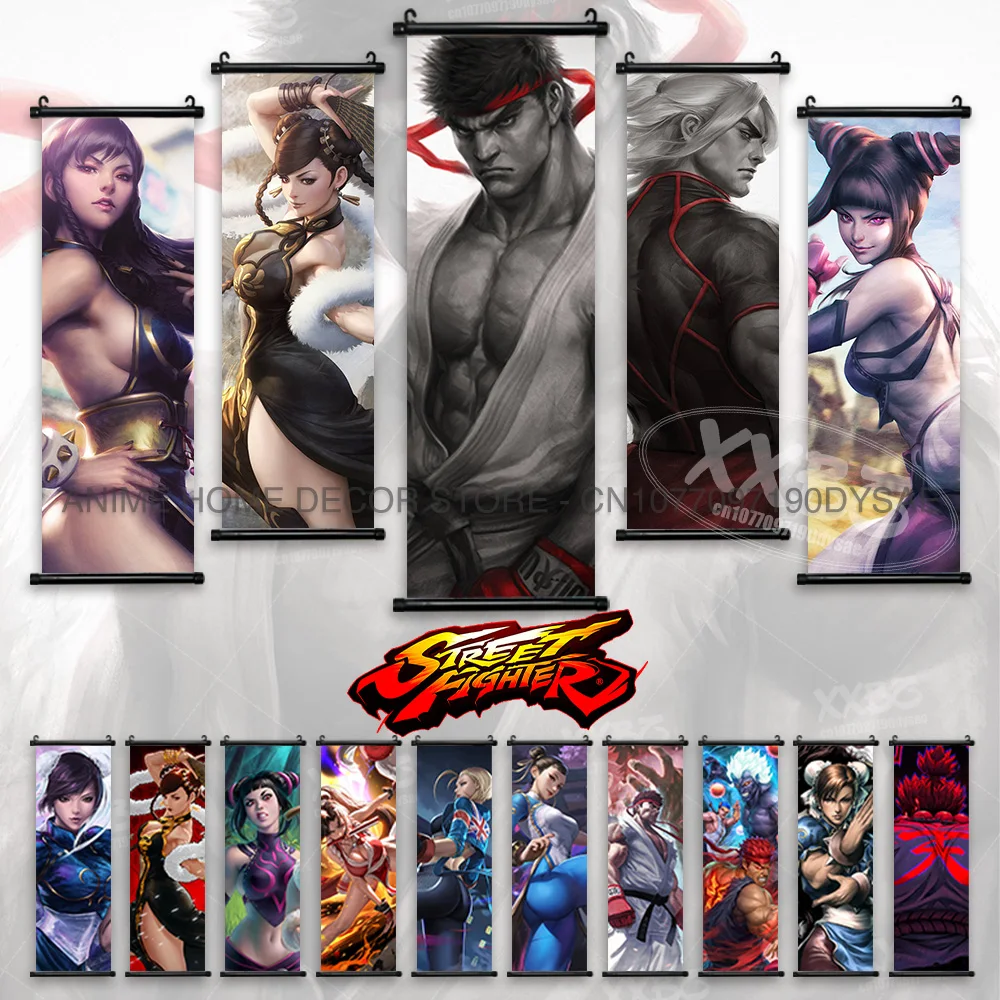 Street Fighter Poster Ryu Canvas Home Decoration Ken Masters Scrolls Picture Print Juri Han Wall Art Chun Li Hanging Painting