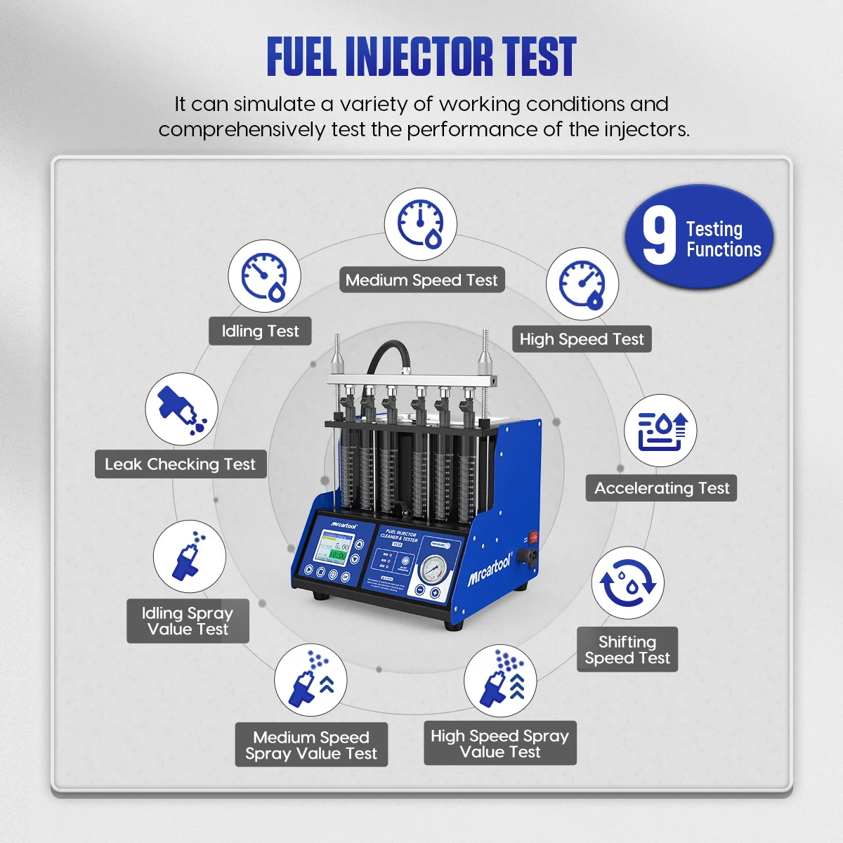 MRCARTOOL V310 Fuel Injector Cleaner Tester Machine GDI EFI FEI Car Inspection Tool 6 Cylinders Fuel Injector Cleaner Tester