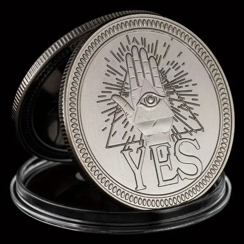 1 pièce nouvelle pièce commémorative souvenir, pièce de décision de prédiction Oui ou Non, Oeil Tout-voyant Ouija ou Mort, pièce gothique plaquée cuivre