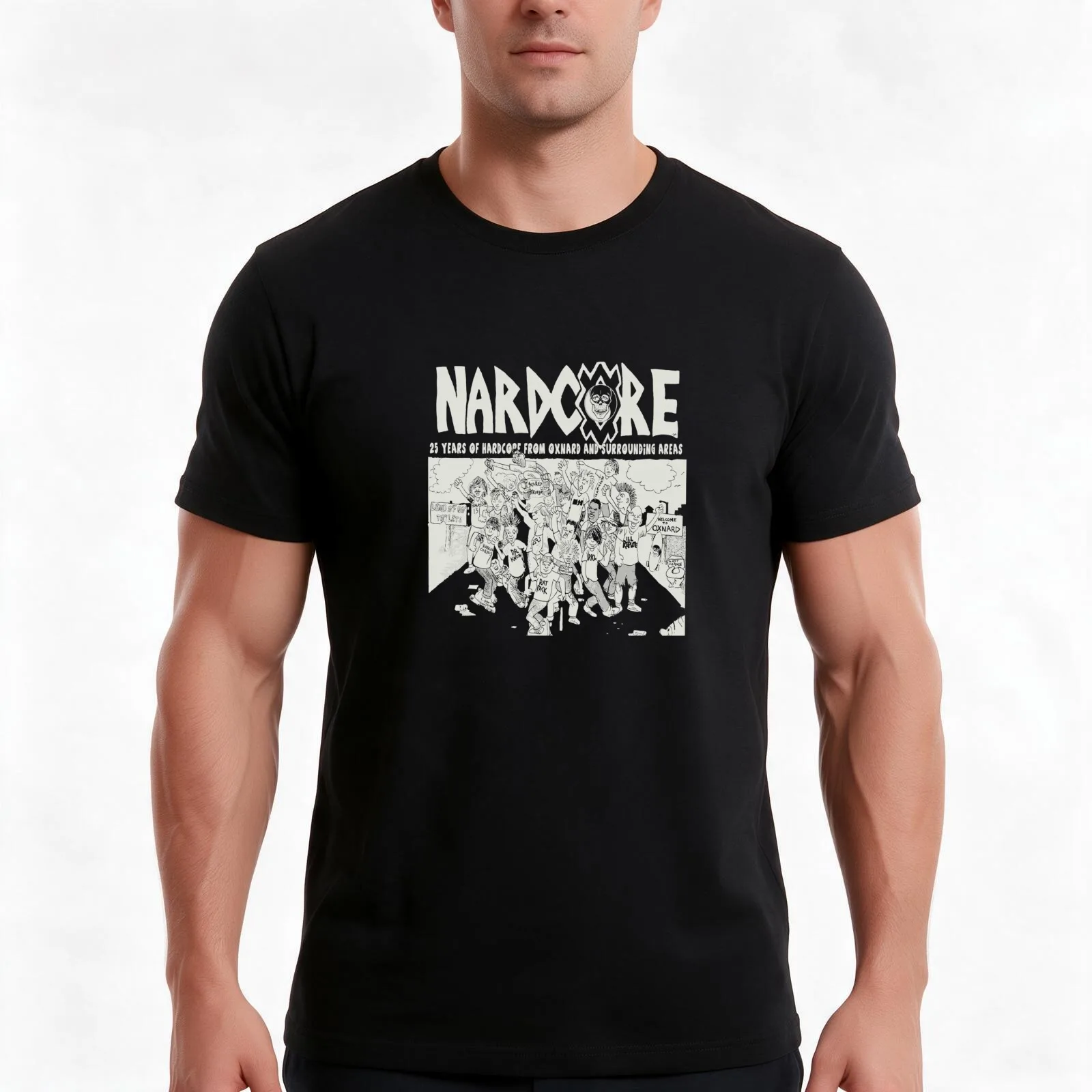 Nardcore 25 Years Of Hardcore From Oxnard And Surrounding Areas T-Shirt, Summer Casual Cotton Tee, Oversized Streetwear Tops