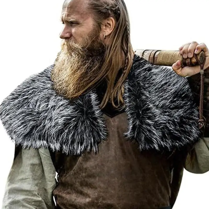 652F Vikinges Faux Furs szal wojownik Renaissances LARP przebranie na karnawał średniowieczny rycerz płaszcz opaska na