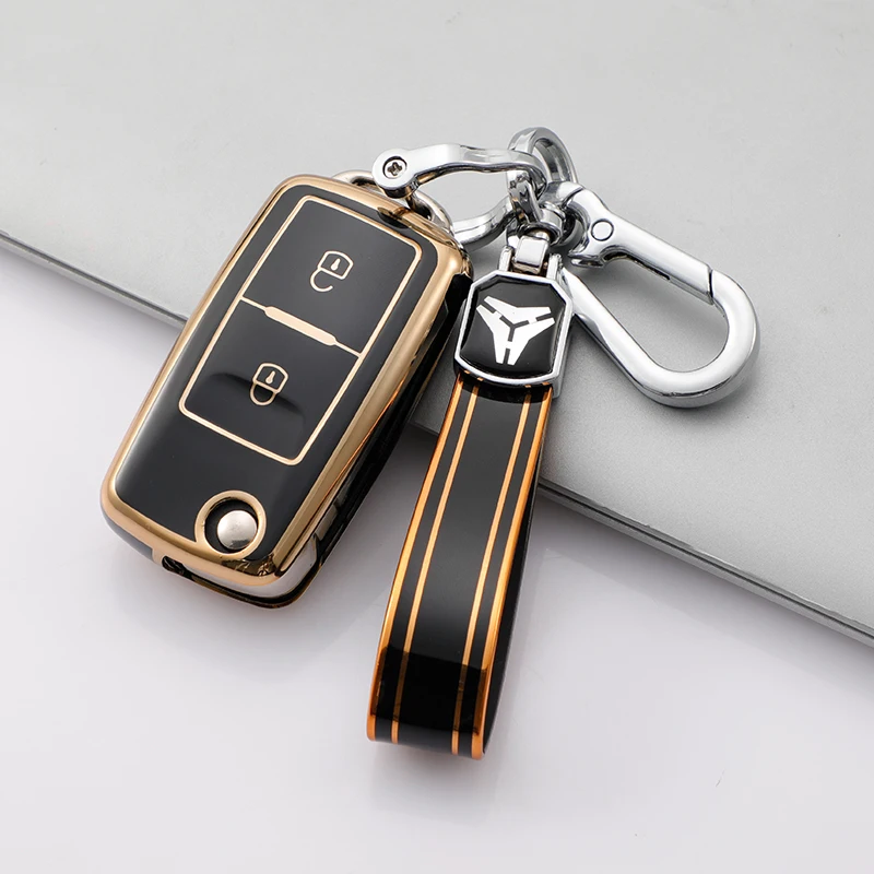 TPU Car Key Case Cover Shell for VW Volkswagen Amarok Polo Golf 4 5 6 MK4 Bora Jetta Altea Alhambra Passat B5 B6 B7 Keychain