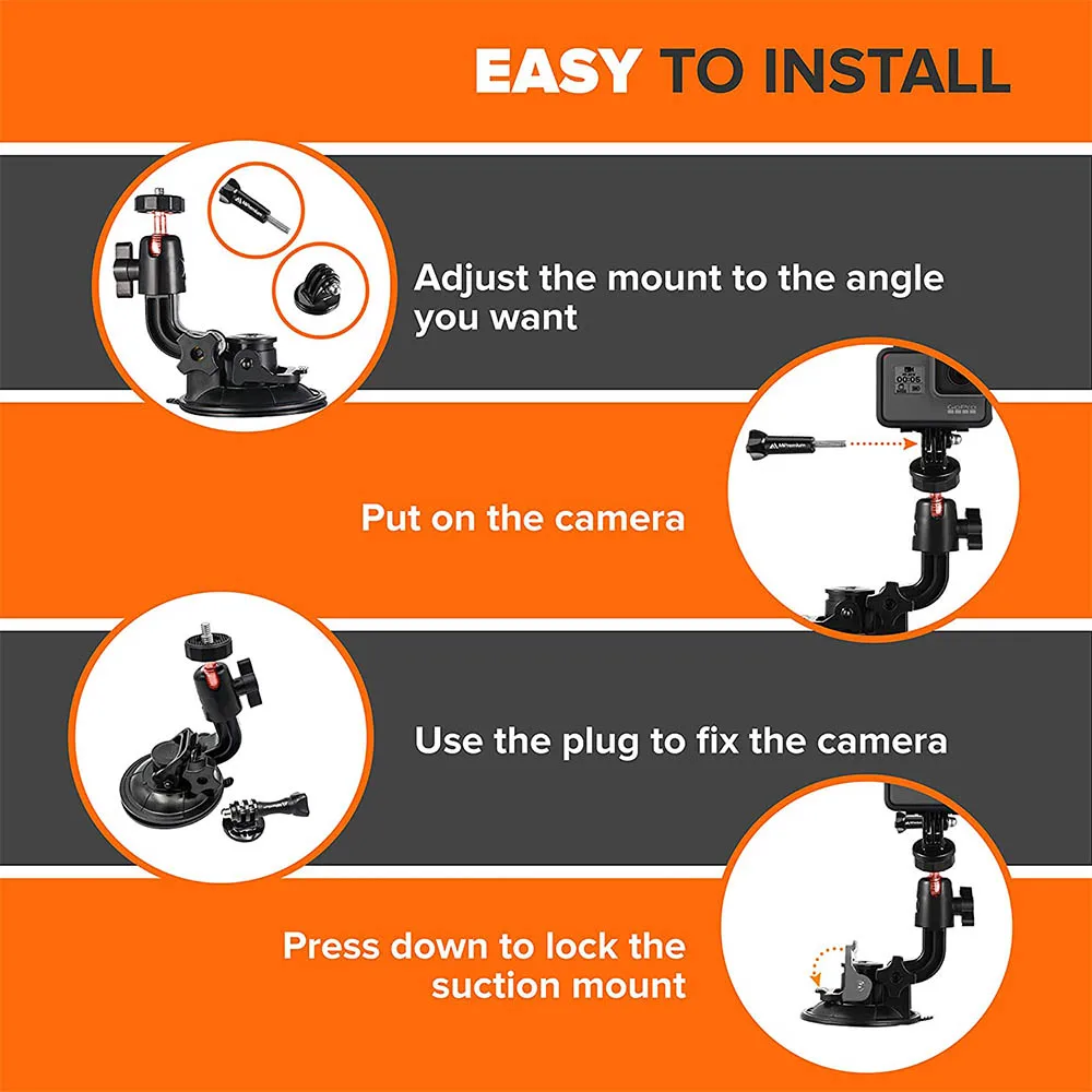 Car Suction Cup Mount for GoPro Hero 1 2 3 4 SONY Insta360 One R X2 DJI OSMO Action Camera Accessories Windshield Window