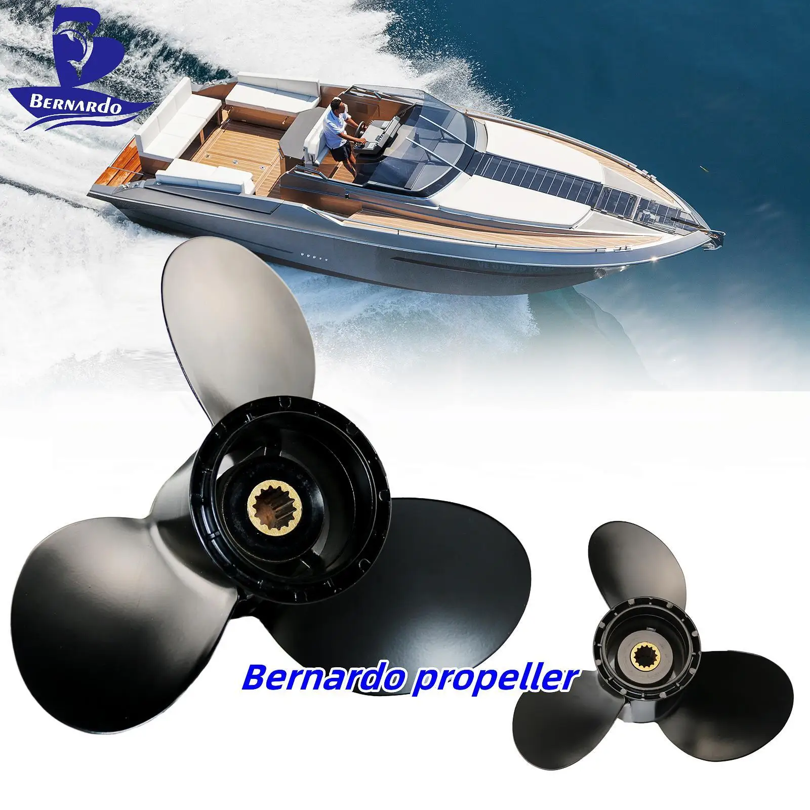 Bernardo Boat Propeller 10.3X12 Fit Evinrude&Johnson Outboard Engine ETEC 15 20 25 30 35HP Screw 3 Blade 14 Tooth Spline RH