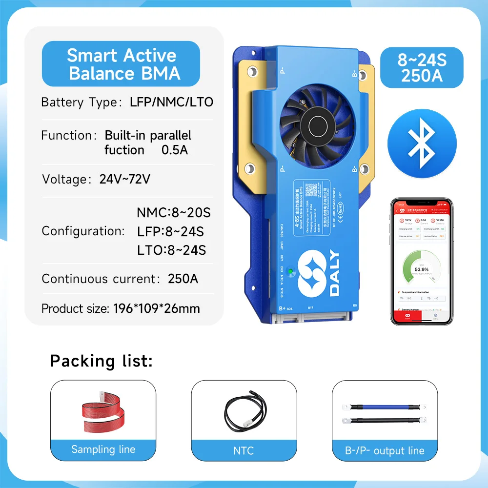 DALYBMS 250A 300A 400A 500A DALY Bms Smart BMS 4S 12V 8S 24V 1A Aktywny Balanser BMS do akumulatorów litowo-jonowych LiFePO4 RS485 CAN — zdjęcie produktu 7