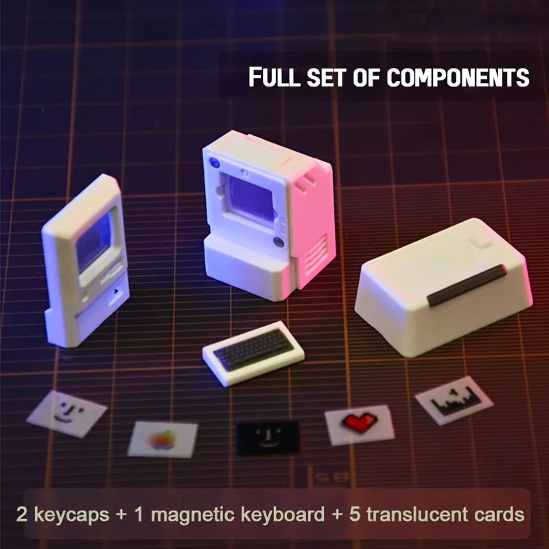 Retro-Macintosh-Tastenkappen-Set, niedliche, individuell veränderbare Tastenkappen mit Gesicht, durchscheinendes Profil für mechanische Gaming-Tastaturen.