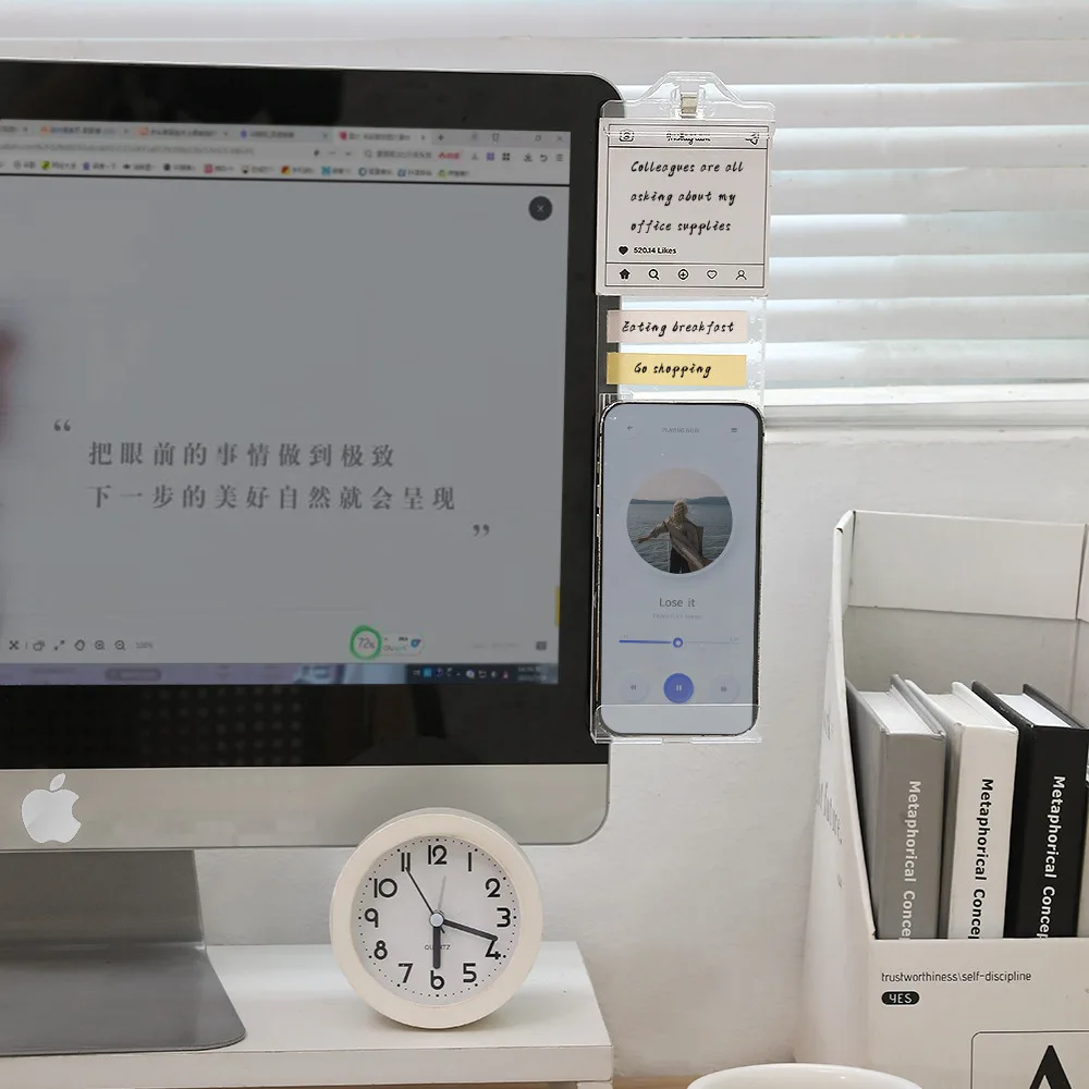 Monitor Memo Board Screen Side Sticky Note Holder Reminder Organizer Desktop Computer Screen Side Memo Pad Holder Clip