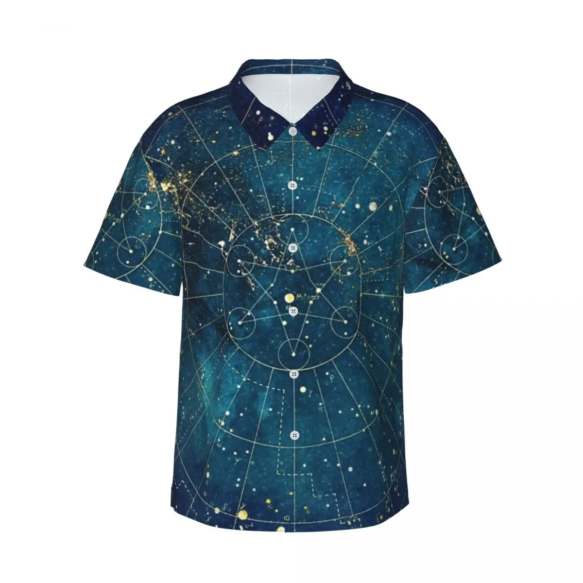 Night Symbol Print Beach Shirt Man Star Map City Lights Casual Shirts Hawaiian Short Sleeve Vintage Oversized Blouses Present