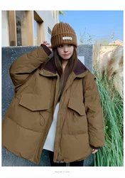 Women's Workwear Standing Collar Down Jacket, Loose and Slimming Temperament Design, Casual and Thickened Jacket, Winter