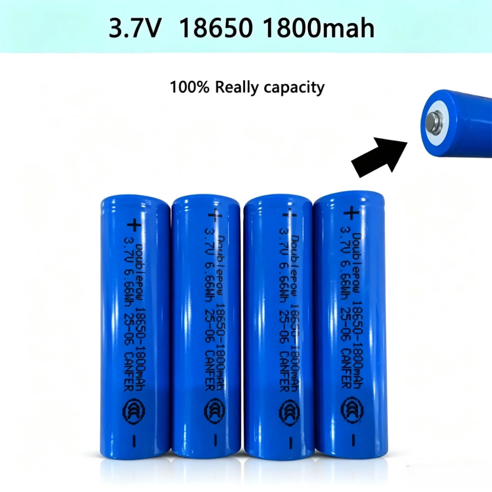 18650 1800 mAh 3,7 V Li-Ion-Akku, wiederaufladbar für Taschenlampe, kleiner Ventilator, Spielzeug, Radio, Bluetooth-Lautsprecher, Doublepow, hohe Qualität