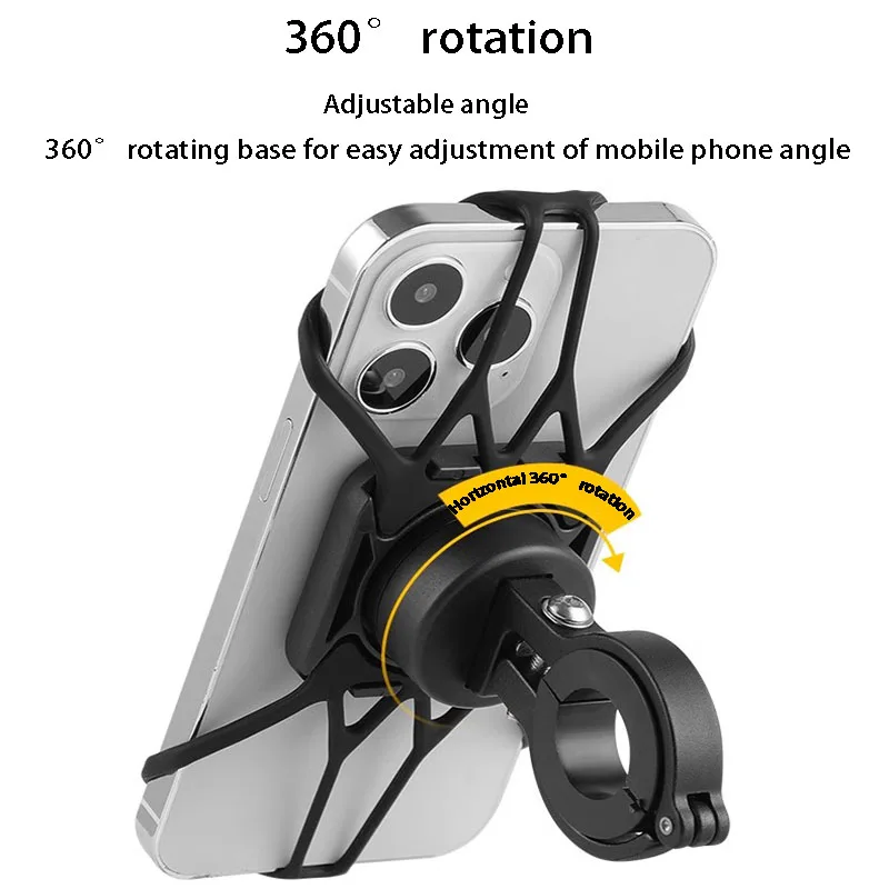 Universal Bicycle Mobile Phone Holder  Rotating Silicone Bicycle Phone Holder Motorcycle Handlebar Holder For 4.5-7.0 Inch Phone