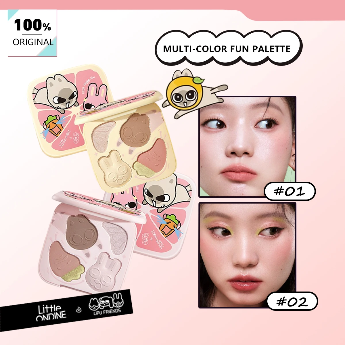 Little ONDINE MULTI-COLOR FUN PALETTE,Silky Smooth & Minimal Fallout,All-in-One Palette Versatility,Natural Daily Makeup Finish