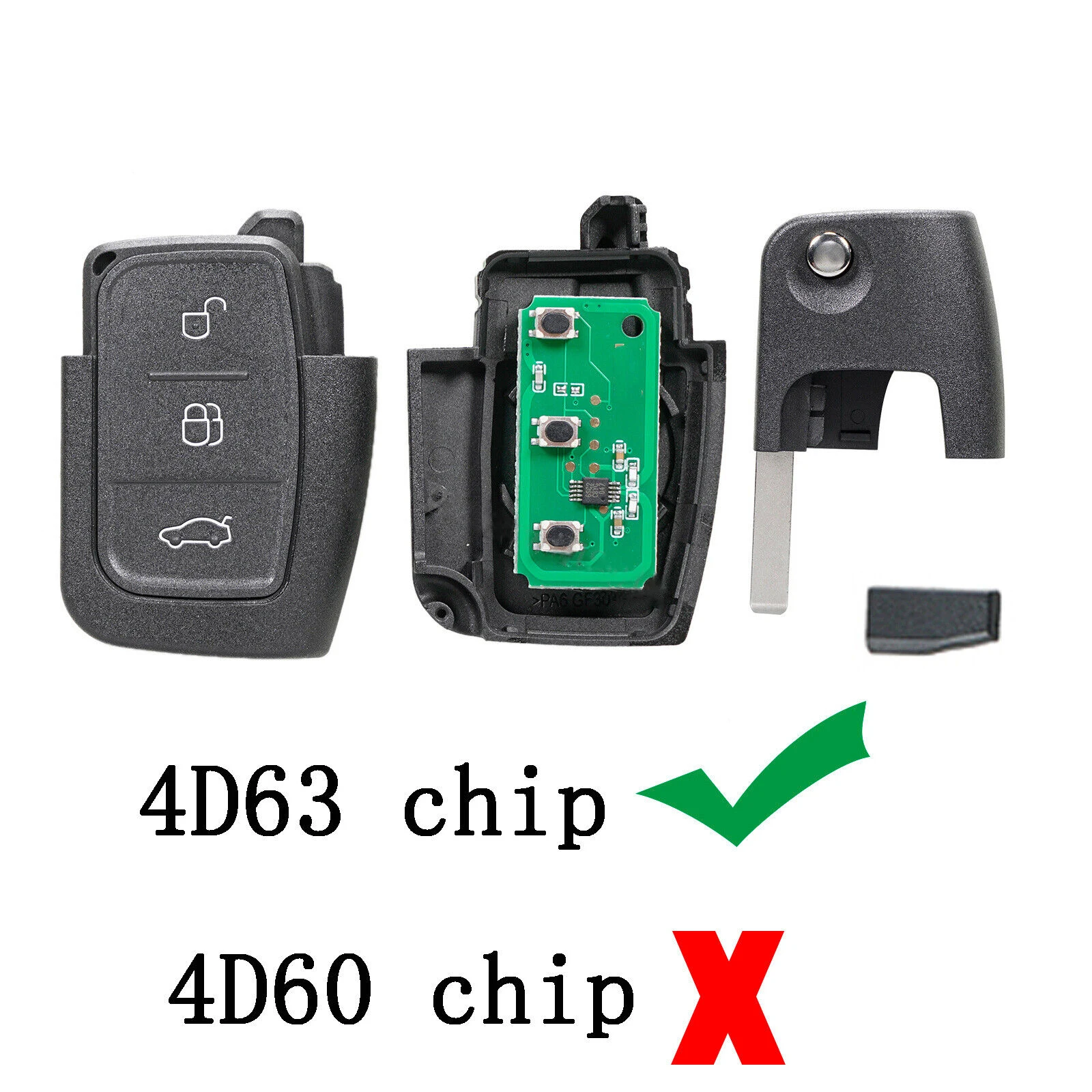 1 PC 433MHz 3 Buttons Flip Remote Key Fob With 4D63 Chip For Ford Mondeo Focus C-Max S-Max Galaxy Fiesta