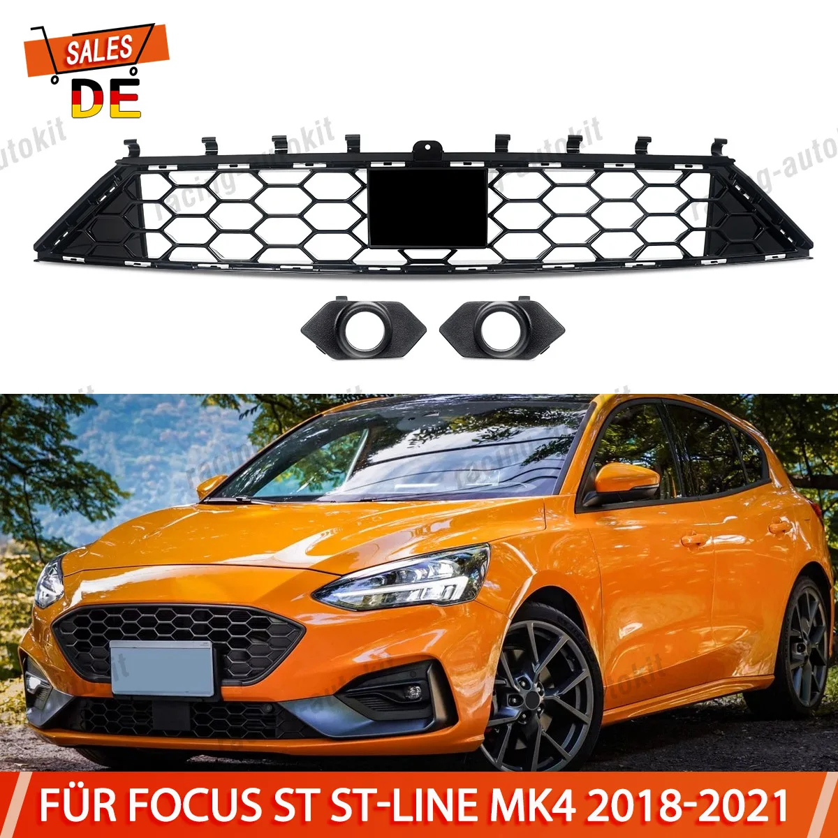 

For Ford Focus Mk4 ST ST-LINE Hatchback & Estate 2018 2019 2020-2022 Front Lower Bumper Grille Honeycomb Centre Grille Black