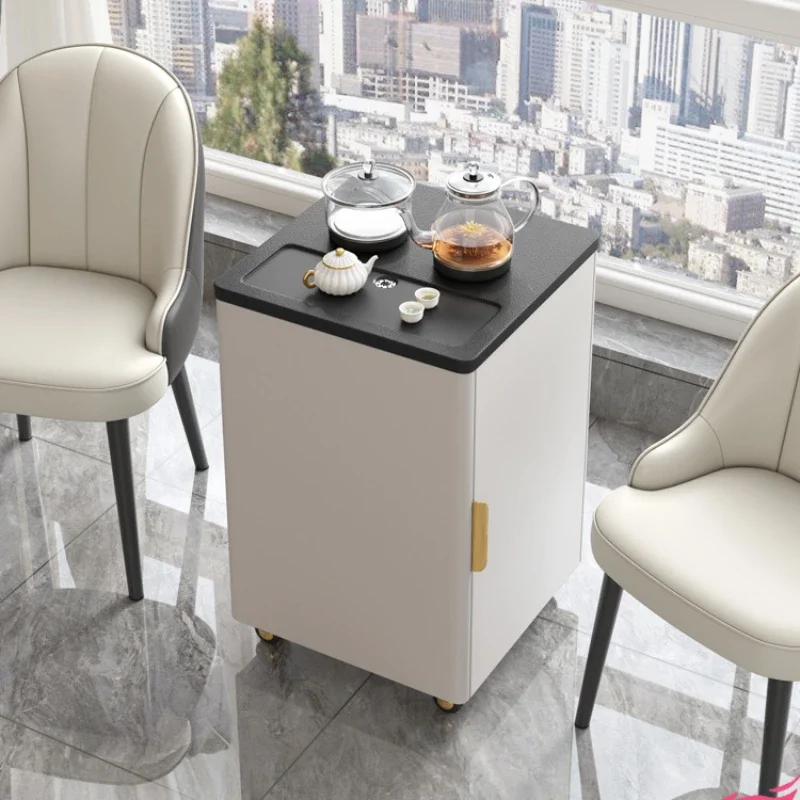 

Balcony Coffee Table Tea Table Mobile Simple Intelligent Water Boiling Fire Stone Tea Table and Chair