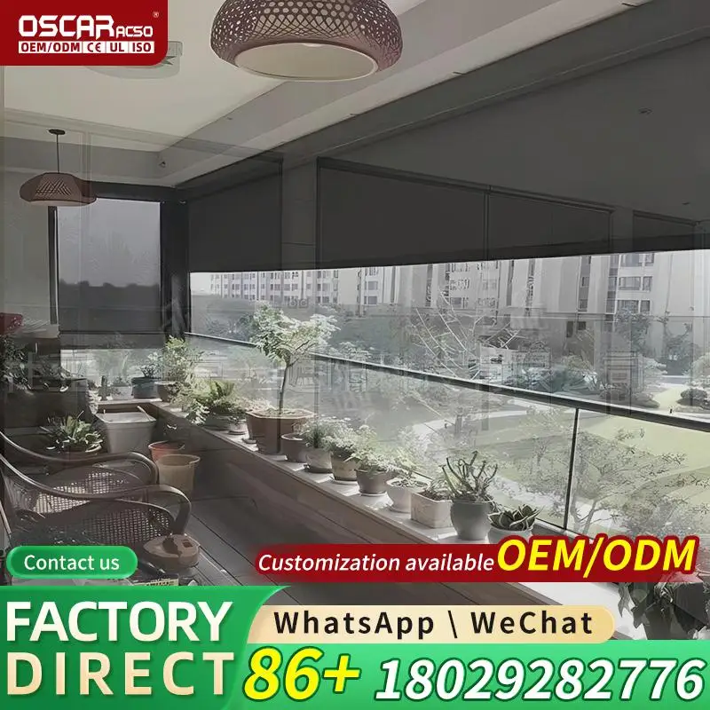 Aluminum Magnetic Double Layer Glass Roller Window Shade Blackout Thermal Insulated Innovative Smart Premium Blind Curtain Home