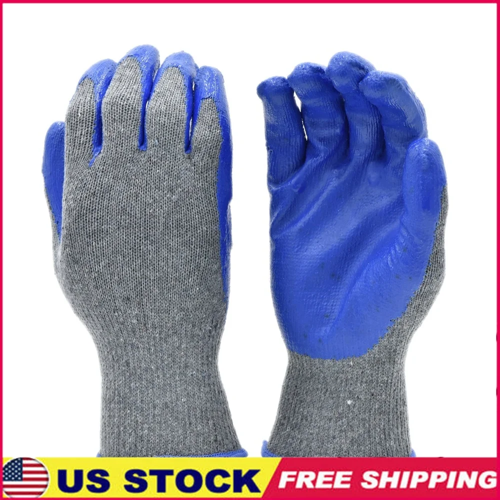 

Economical String Knit Latex Dipped Work Gloves 10 Pair Pack Comfortable Grip Durable Non-Slip Large Size Ideal Handling