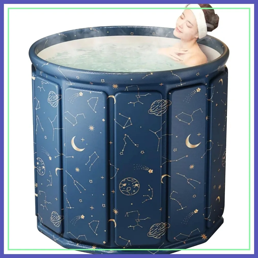 

Portable Foldable Hot Cold Bath Tub, Large for Home Outdoors Gyms, Collapsible Soaking Tub for Shower (77Gal) Blue Planet Insulation Set