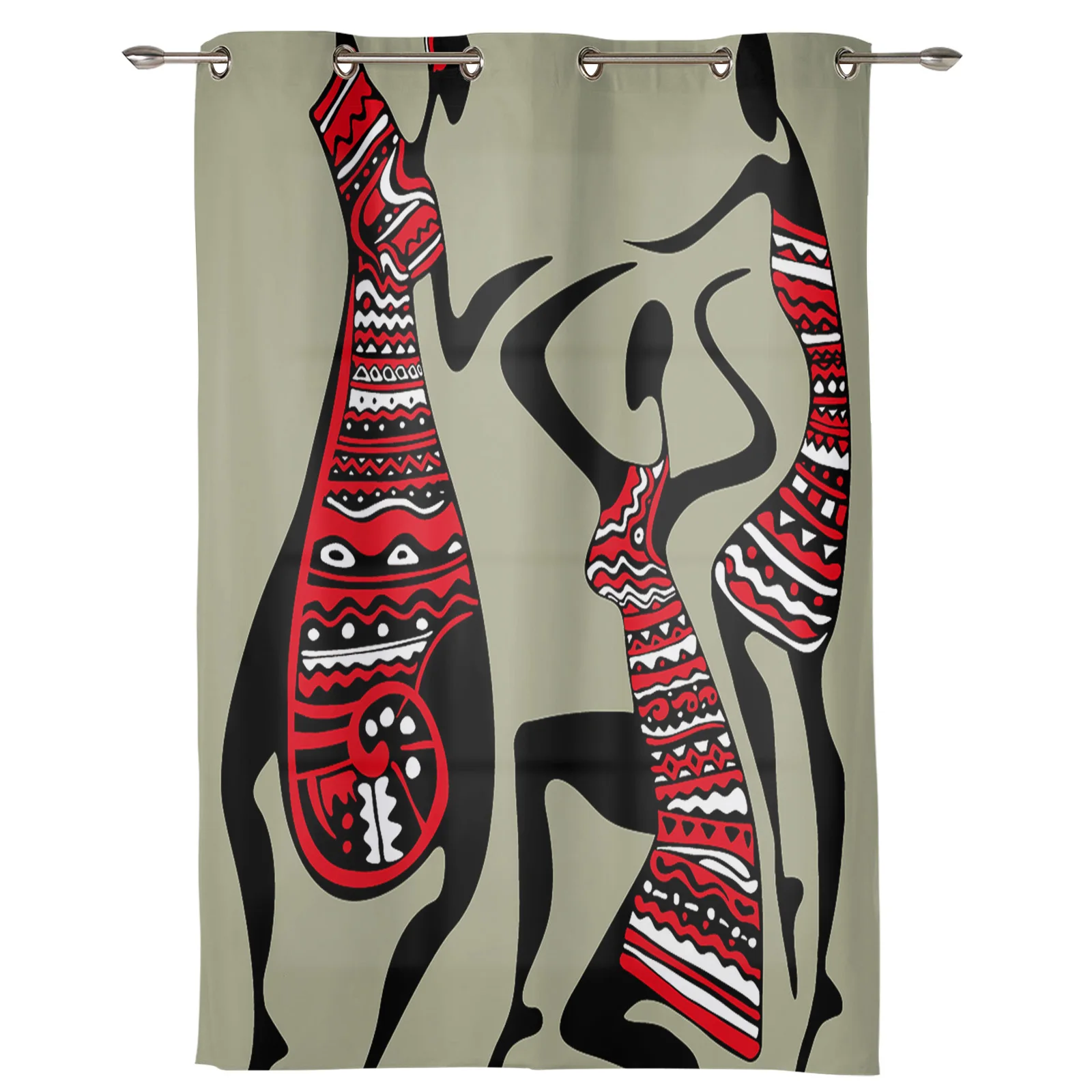 Ethnic Dance Silhouettes Window Curtains Kitchen Bedroom Fabric Drapes Curtain Home Draperies Curtains for Living Room