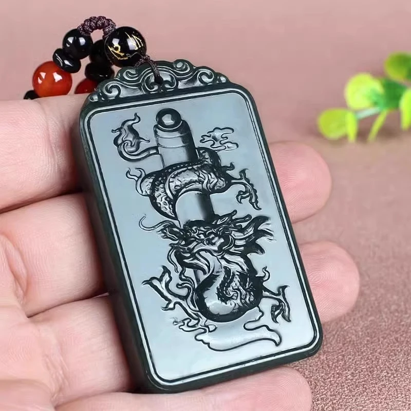 

Нефритовый кулон Hetian Yulong, спиральный, из натурального нефрита, с символом мира