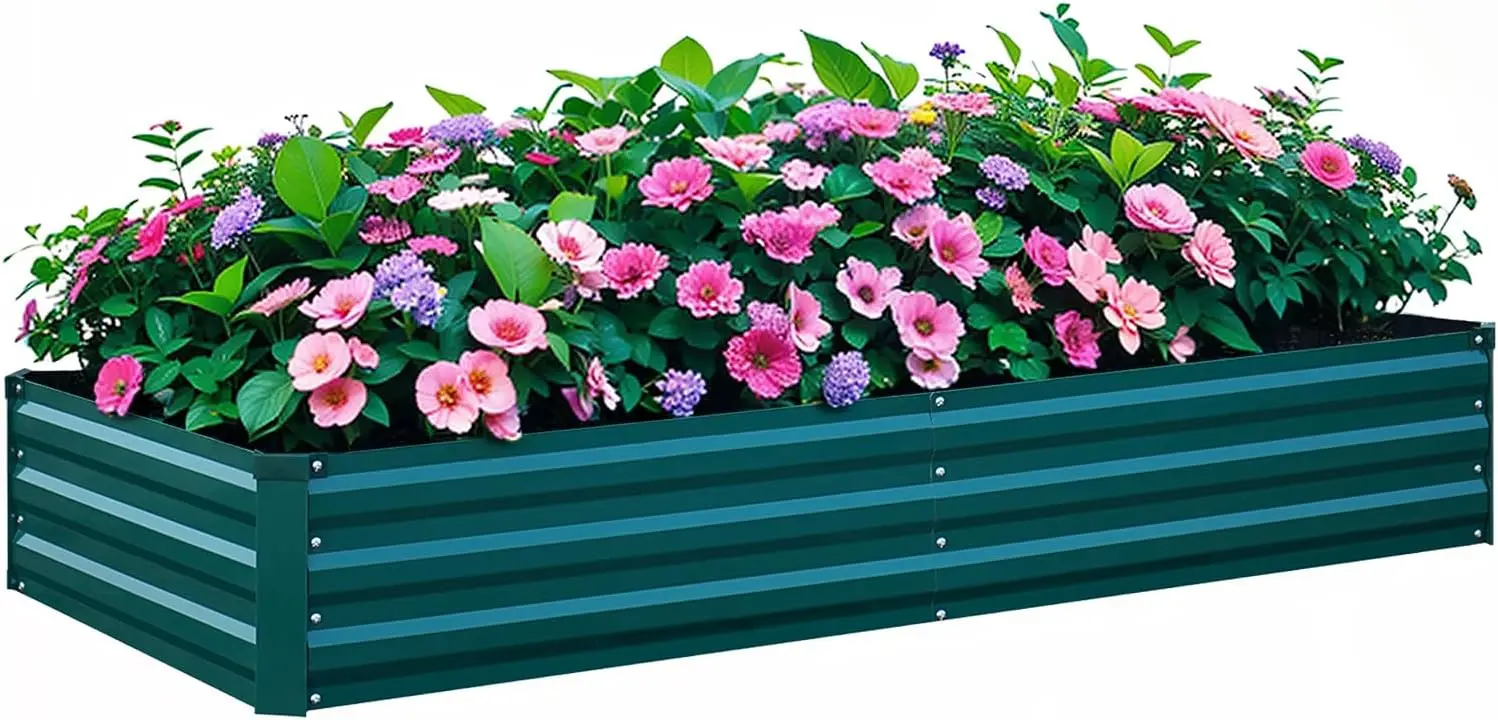 

Оцинкованная приподнятая грядка для овощей и цветов 6x3x1 фут (1,8x0,9x0,3 м), в комплекте перчатки и ткань для защиты от сорняков