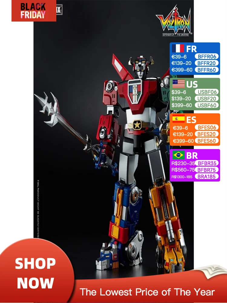 Stock Original BLITZWAY 5PRO STUDIO CARBOTIX 5PRO-CA-10401 VOLTRON VOLTRON 38CM Authentic Action Animation Character Model Toy