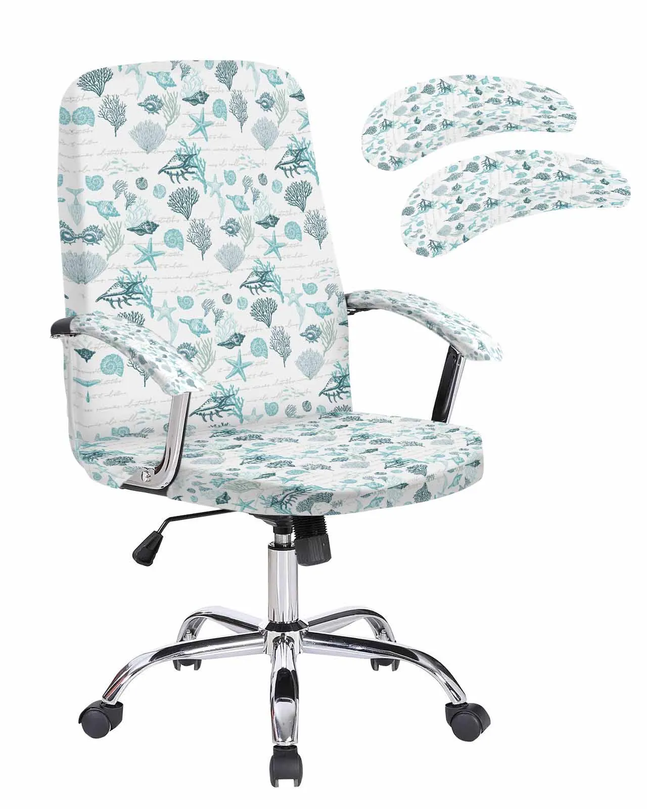 Seastars Shells Corals Navigation Retro Elastic Office Chair Cover Gaming Computer Chair Armchair Protector Seat Covers