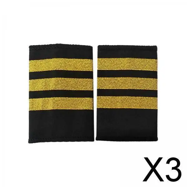 

3xAirline Uniform Epaulets Insignia Sliders Traditional Officer Shoulder Boards Cosplay Epaulette for Halloween Women Men