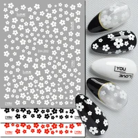 Calcomanías 3d para decoración de uñas, pegatinas florales de pétalos blancos, rojos, negros y blancos, decoración para uñas, belleza