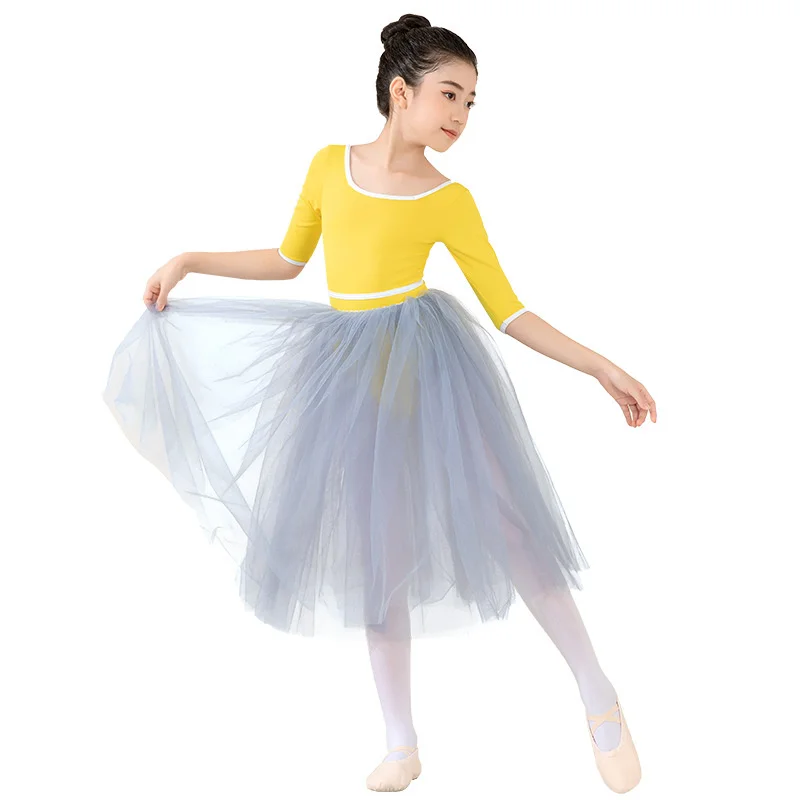 Crianças vestido de dança ballet formação vestido outono manga média bodysuit menina ballet dança chinesa corpo roupas