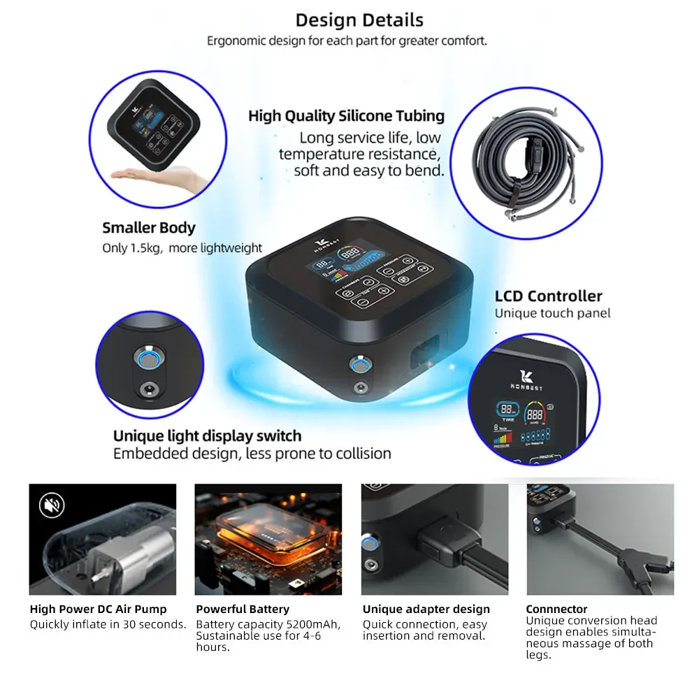 -Sequential Air Compression System Foot and Leg Air Massage Recovery Boots Air Pressure Full Leg Massage For Circulation