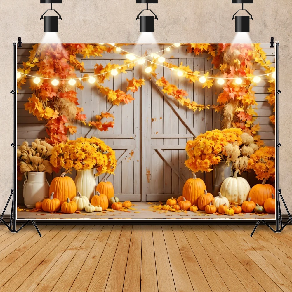 Autumn Barn Backdrop Fall Pumpkin Harvest Thanksgiving Party Background Baby Shower Portrait Photographic Photo Studio Shoots