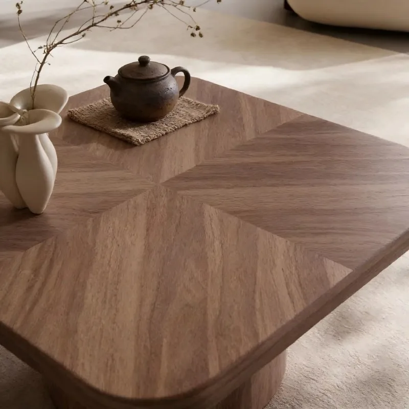Simple antique wood grain style coffee table natural texture living room furniture
