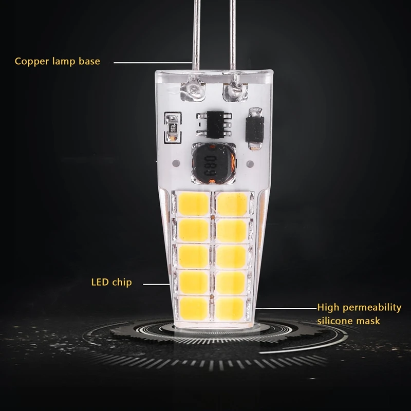 LICE-10PCS G4 Светодиодная лампа переменного/постоянного тока 12 В-24 В 3 Вт Светодиодная лампа G4 20 светодиодов Угол 360 2835SMD Замена галогенной лампы 30 Вт