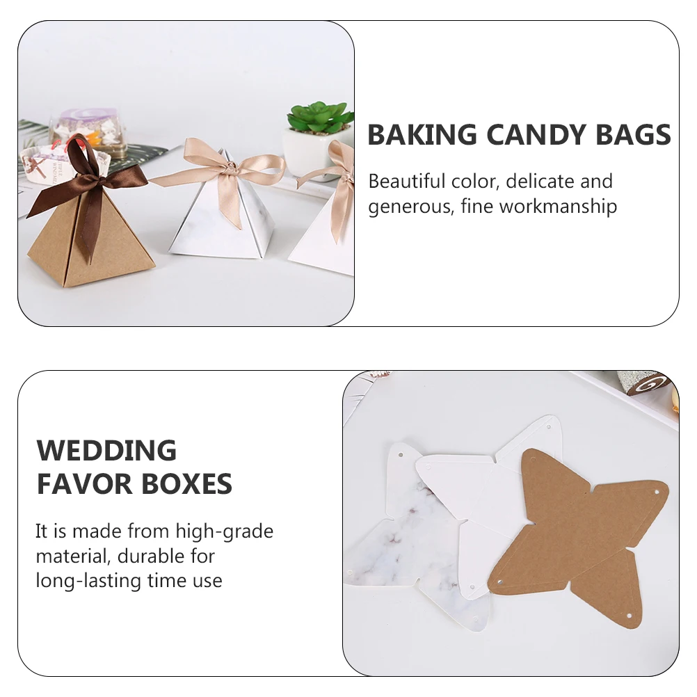 

20Pcs Wedding Candy Boxes Paper Storage Boxes Ribbon Romantic Wedding Treat Gift Holder Packing Box Baking Candy Bags