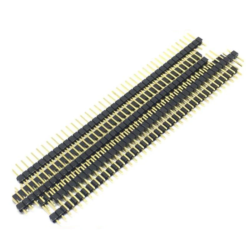 10Pcs Gold Plated Pitch 2.54mm 1x40 Pin 40 Pin Single Row Male Pin Header Strip Straight Needle Connector