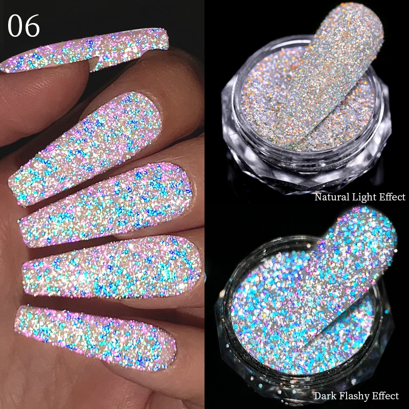 Reflective Glitter Nail Powder Green Red  Nail Art Dust Shinning Chrome Pigment DIY Manicures Decoration