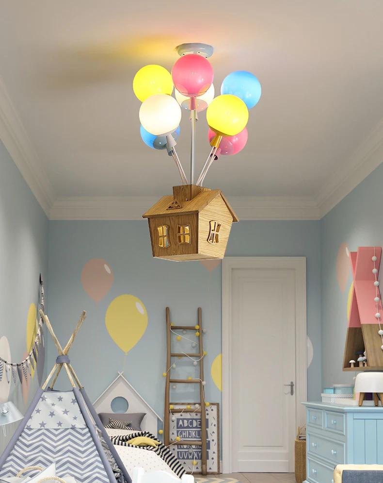 Modern Cartoon Balloon Ceiling Light Children Colored Glass Pendant Lamps Boys and Girls Room Bedroom Decoration LED Lights