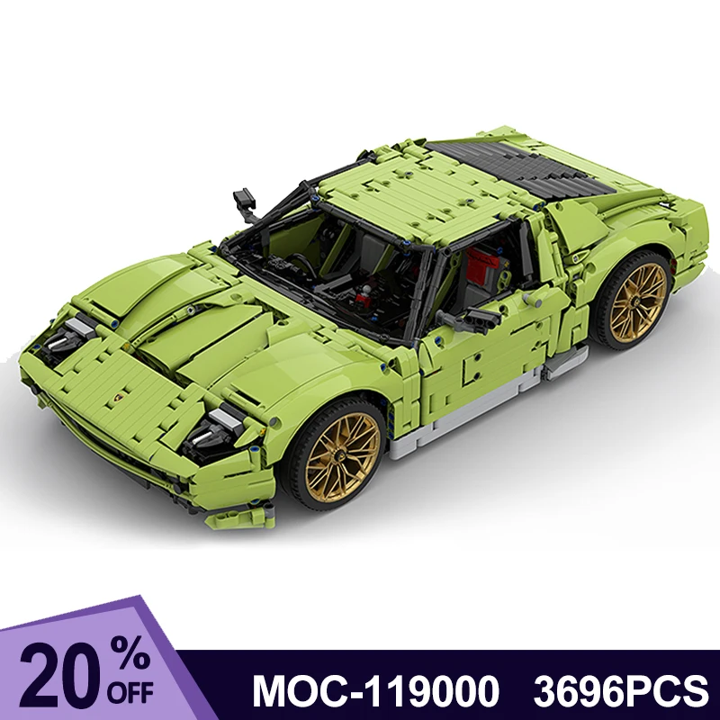 MOC-119000 Green Super SportsCar I8 Compatible 42115 Buidling Blocks Bricks Educational Puzzle Toys Birthday Gifts