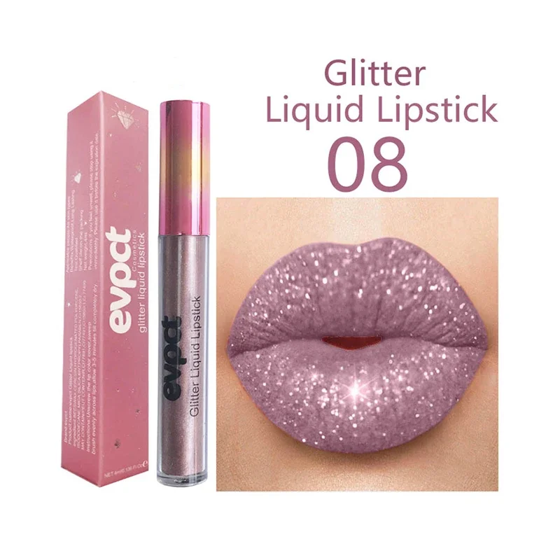 Brillo de labios de brillo mate de 15 colores, brillo de diamante, maquillaje desnudo, lápices labiales líquidos impermeables, tinte de labios de