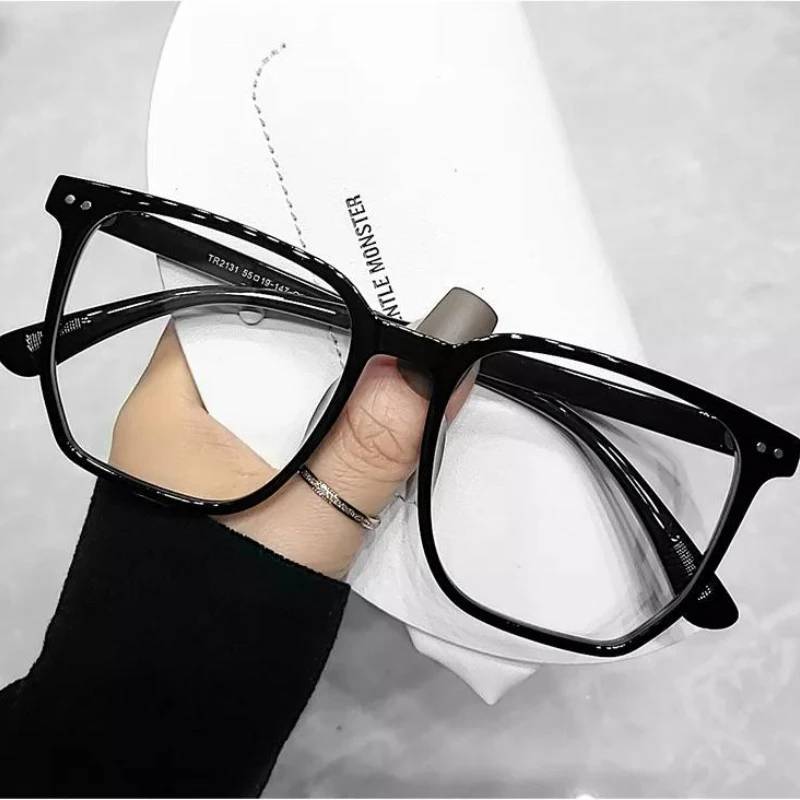 Gradient Myopia Glasses Men Vintage Anti Blue Light Eye Glasses Women Ultralight Oversized Square Frame Clear Glasses 0 To -600