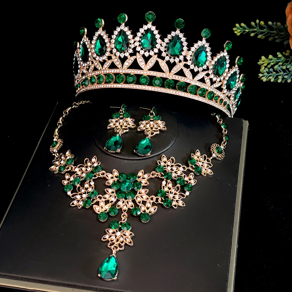 

Wedding Dress Accessories Rhinestone Jewelry Set Necklace Earrings Crown Tiaras Crowns Bridesmaid Gifts Prom Evening Party Photo