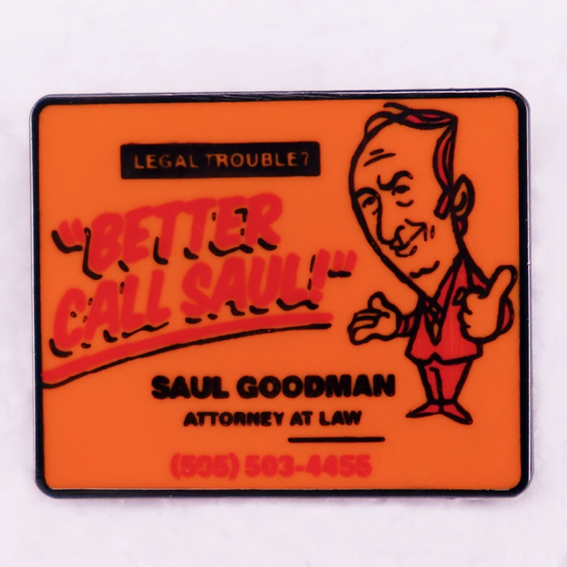Better Call Saul Goodman Card Badge Breakings Bad Enamel Pin Brooch Jewelry Gifts